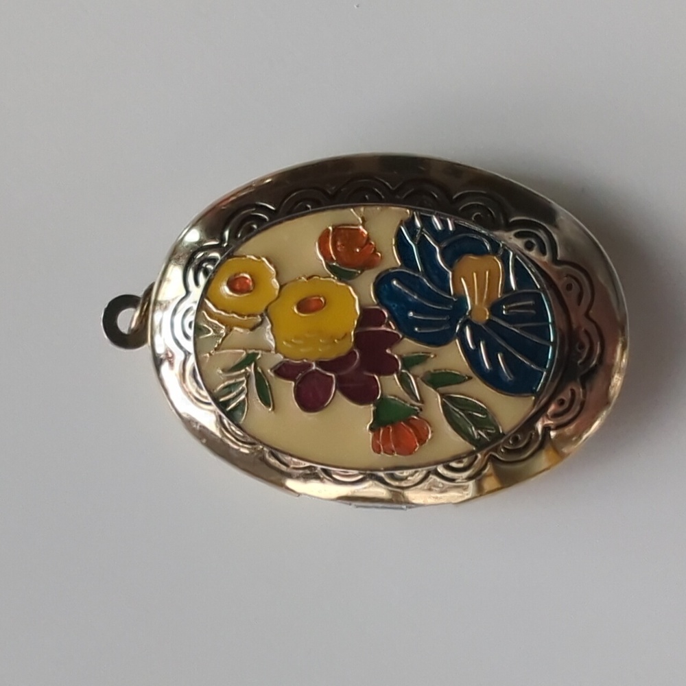 Vintage Enamel Floral Locket/Pendant